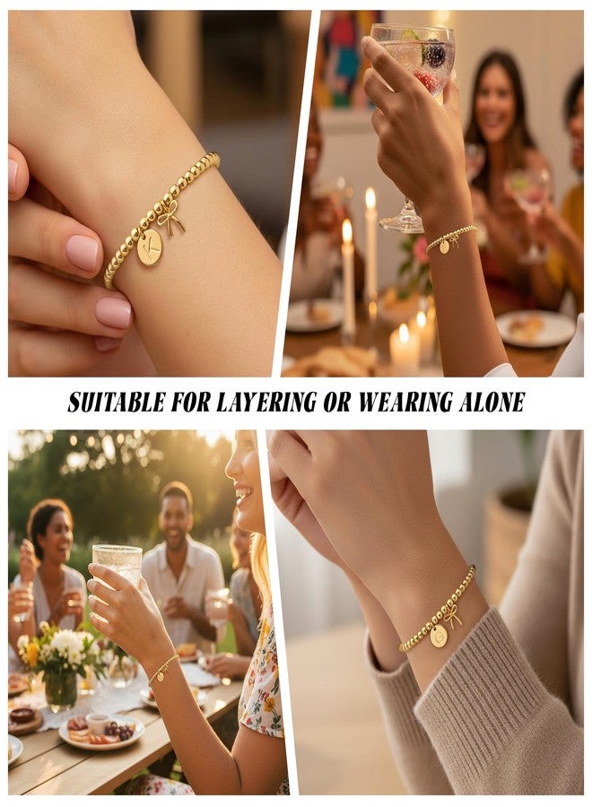 BAYLAY Gold Initial Bracelet Charm-Copper Bracelet Beads Gold Bracelets for Women Copper Beaded Bracelets for Women Waterproof Jewelry Non Tarnish Jewelry Pulseras para Mujer Gifts for Girlfriend Mom - Image 5