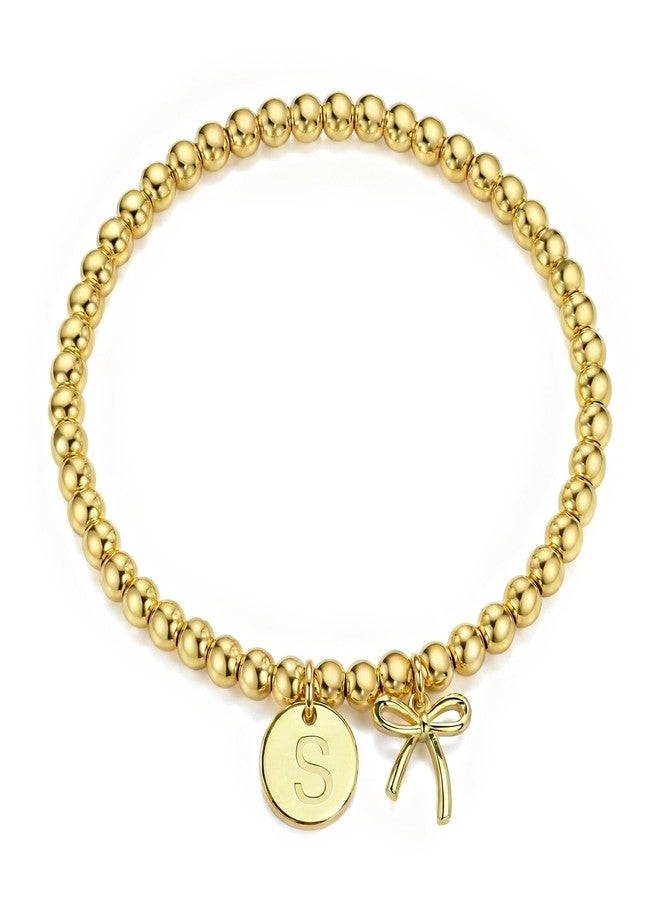 BAYLAY Gold Initial Bracelet Charm-Copper Bracelet Beads Gold Bracelets for Women Copper Beaded Bracelets for Women Waterproof Jewelry Non Tarnish Jewelry Pulseras para Mujer Gifts for Girlfriend Mom - Image 1