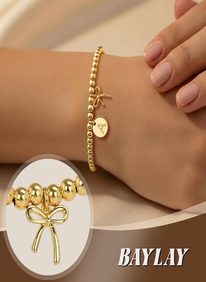 BAYLAY Gold Initial Bracelet Charm-Copper Bracelet Beads Gold Bracelets for Women Copper Beaded Bracelets for Women Waterproof Jewelry Non Tarnish Jewelry Pulseras para Mujer Gifts for Girlfriend Mom - Image 2
