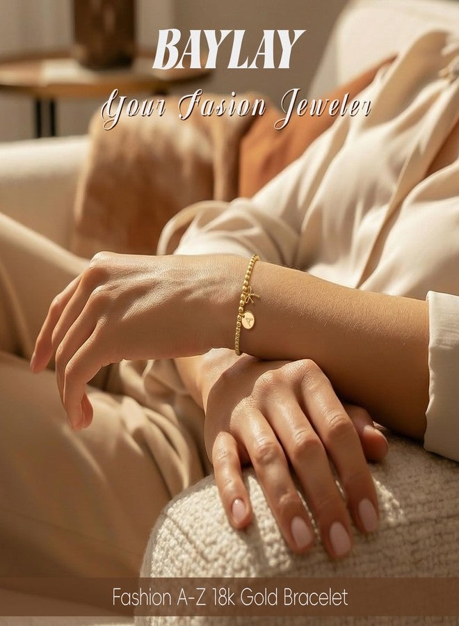 BAYLAY Gold Initial Bracelet Charm-Copper Bracelet Beads Gold Bracelets for Women Copper Beaded Bracelets for Women Waterproof Jewelry Non Tarnish Jewelry Pulseras para Mujer Gifts for Girlfriend Mom - Image 3