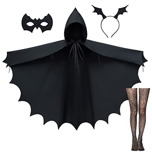 Irtysh Adult Bat Wings Cloak Robe Hooded Cape Accessory for Dragon Vampire Witch Costume Cosplay Mask Ears Headband Socks set(L) - Image 1