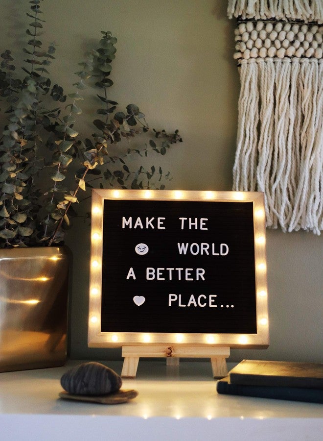 PMPX Letter Board The Original Black Felt Board with Stand, Built-in LED Lights 10 x 10 -Menu Board + Wood Frame, 340 Letters, Emojis + Cursive Words - Custom Sign Messages Pregnancy Announcement, Weddings - Image 2