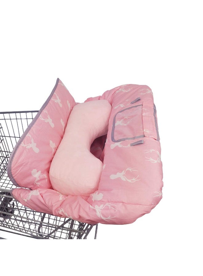 ICOPUCA Shopping Cart Covers for Baby Girl Cart Cover for Babies, Infant High Chair Cover, Machine Washable, Non-Slide degisn (Pink Deer) - Image 1