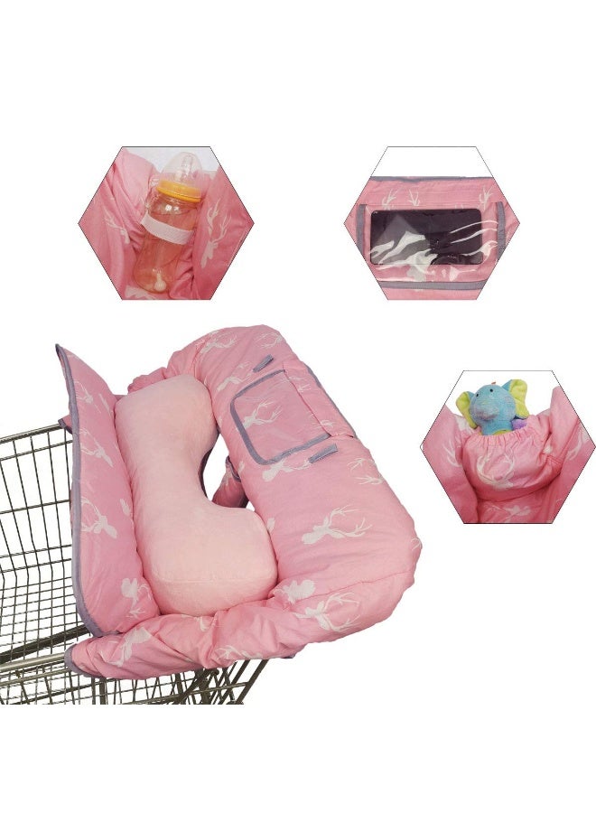 ICOPUCA Shopping Cart Covers for Baby Girl Cart Cover for Babies, Infant High Chair Cover, Machine Washable, Non-Slide degisn (Pink Deer) - Image 3