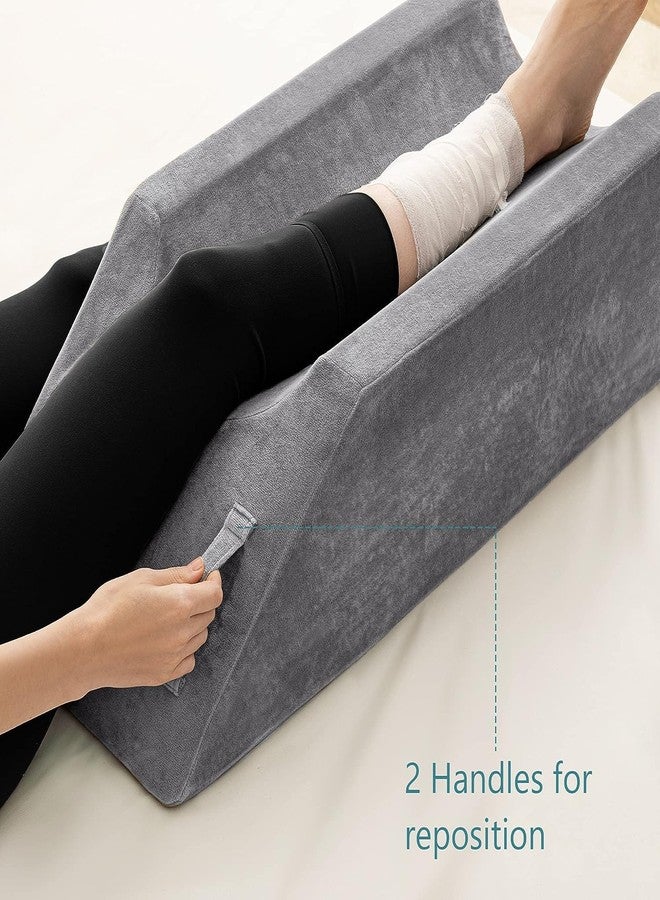UBBCARE Leg Elevation Pillow for Leg/Knee Surgery Recovery, Memory Foam Leg Pillow with Velvet Washable Cover, Small Grey - Image 3
