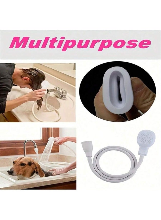 DAREU - 1pc Multi-Purpose Faucet Shower Sprayer – Handheld Attachment for Hair Washing, Child Bathing, and Sink Cleaning - Image 1