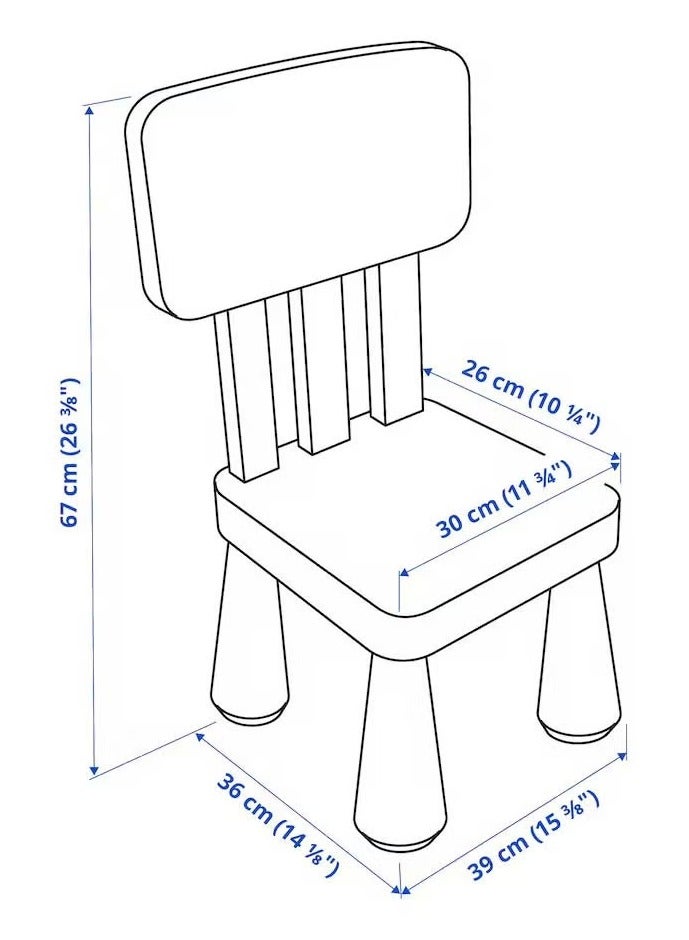 Round sky blue children's table with two sky blue children's chairs - Image 3