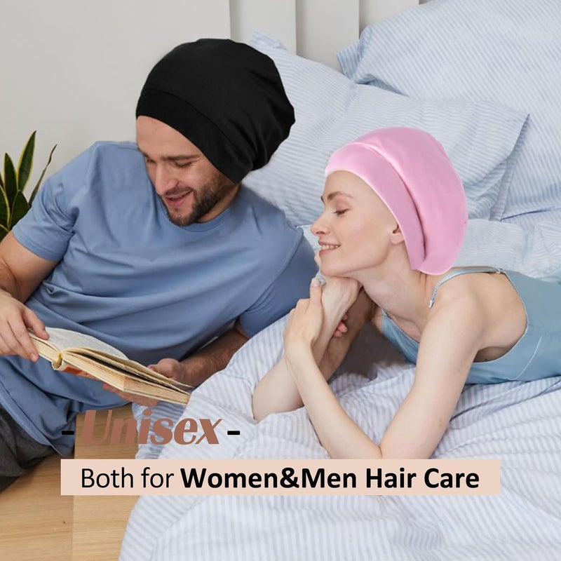 Blueelf Satin Bonnet Silk Lined Sleep Cap- Adjustable Hair Cover for Women Men Frizzy Hair Night Cap Patients Care Purple - Image 2