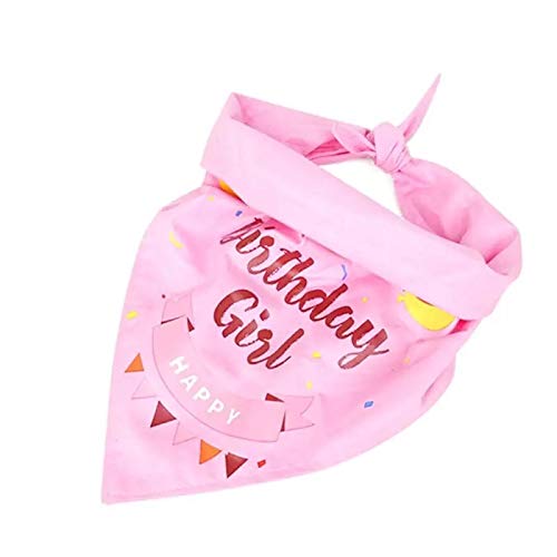 KUTKUT Happy Birthday Dog Bandana Girl, Pet Triangle Scarf Double Layer Bandanas Dog Accessories for Cute Doggy Birthday Party Suitable for Small, Medium & Large Dogs (Pink)… - Image 1