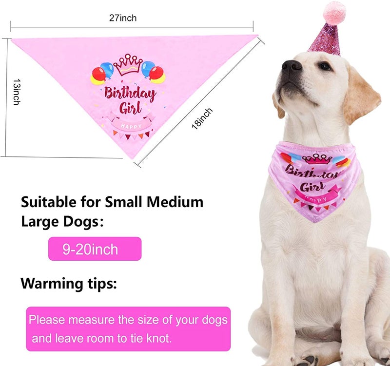 KUTKUT Happy Birthday Dog Bandana Girl, Pet Triangle Scarf Double Layer Bandanas Dog Accessories for Cute Doggy Birthday Party Suitable for Small, Medium & Large Dogs (Pink)… - Image 2