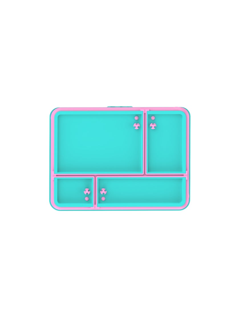 SKAFA Bento Box | Lunch Box 4 Compartments With Spoon and Fork Set, Ideal Portion Size 1150 ML, Leak-Proof, Toddler-Friendly, Dishwasher Safe, BPA-Free. (Blue-Astronaut) - Image 4