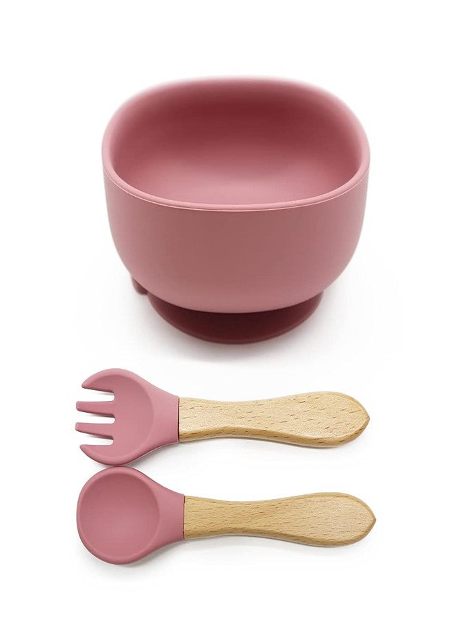 Vianz Food Grade Silicon Meal Set for Baby, BPA Free, Microwave Dishwasher Safe, Bowl with Suction, Spill Proof, Food Training, Useful Gift for Kids (Baby Pink, 3) - Image 1