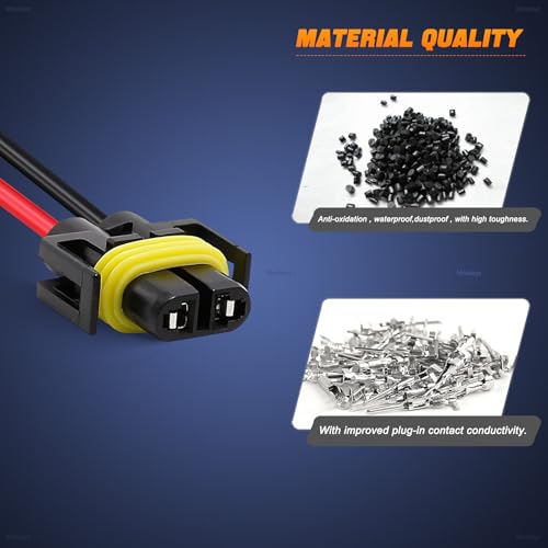 Mosleyz H11 Pigtail Socket H11 H9 H8 880 881 Female Nylon Adapter Wiring Harness Connector for Headlights/Fog Lights Retrofit(Pack of 2) - Image 3
