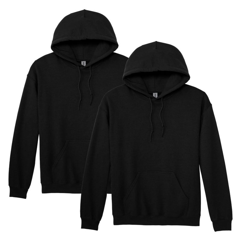 Gildan Adult Fleece Hoodie Sweatshirt, Style G18500, Multipack, Black (2-Pack), X-Large - Image 1
