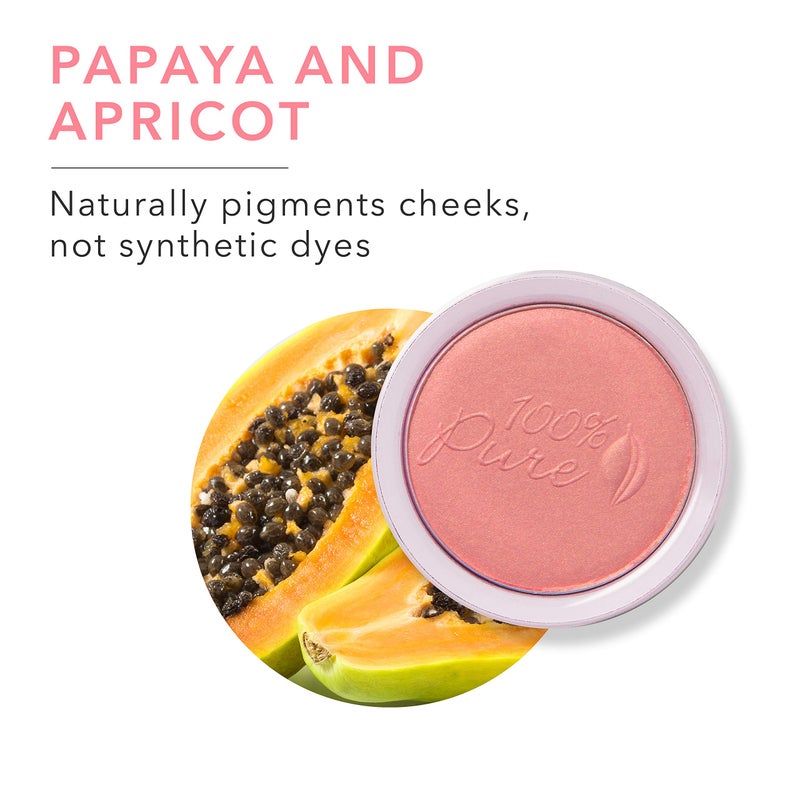 100 % Pure 100% بودرة بلش نقي (ملون بالفواكه)، شيفون، لمسة لامعة ناعمة، يغذي البشرة بزيت الورد، زبدة الكاكاو، مكياج طبيعي (وردي فاتح) - 1.81 أونصة - Image 3