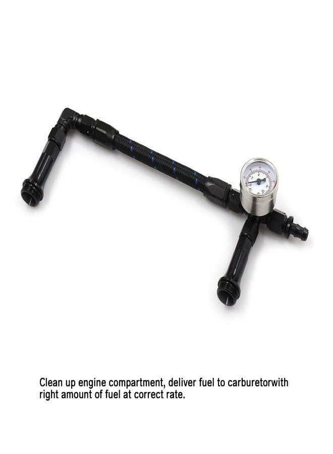 WnSEu Braided AN6 Dual Feed Carb Fuel Line Double Pump for Holley 4150 Carburetor with vacuum pressure gauge - Image 3