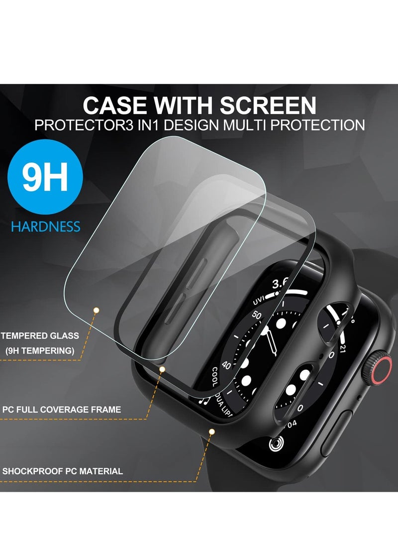 [ حزمة 1 ] ينطبق على أبل ووتش سلسلة 9 ( 2023 ) سلسلة 8 سلسلة 7 41mm الصلب الإسكان ، مع تشديد الزجاج حامي الشاشة HD واضحة رقيقة جدا جزءا لا يتجزأ من الغطاء الواقي ( أسود ) - Image 3