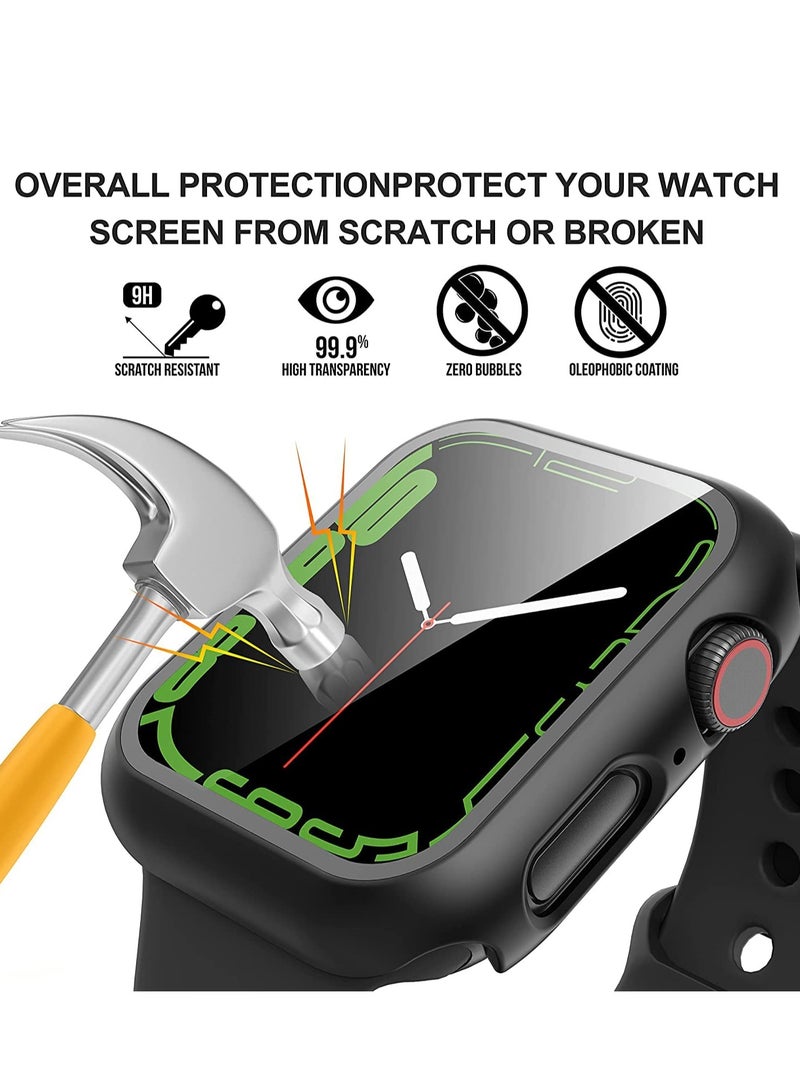 [ حزمة 1 ] ينطبق على أبل ووتش سلسلة 9 ( 2023 ) سلسلة 8 سلسلة 7 41mm الصلب الإسكان ، مع تشديد الزجاج حامي الشاشة HD واضحة رقيقة جدا جزءا لا يتجزأ من الغطاء الواقي ( أسود ) - Image 4