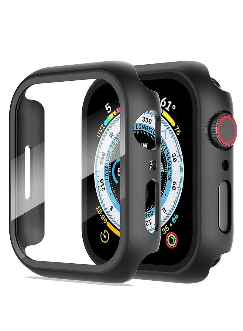 [ حزمة 1 ] ينطبق على أبل ووتش سلسلة 9 ( 2023 ) سلسلة 8 سلسلة 7 41mm الصلب الإسكان ، مع تشديد الزجاج حامي الشاشة HD واضحة رقيقة جدا جزءا لا يتجزأ من الغطاء الواقي ( أسود ) - Image 1