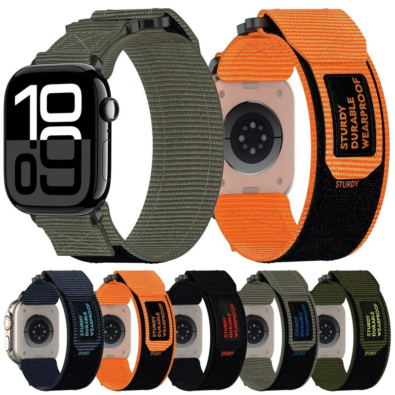 For Apple Watch Ultra 2 49Mm Nylon Hook And Loop Fastener Watch Band(Black) - Image 4