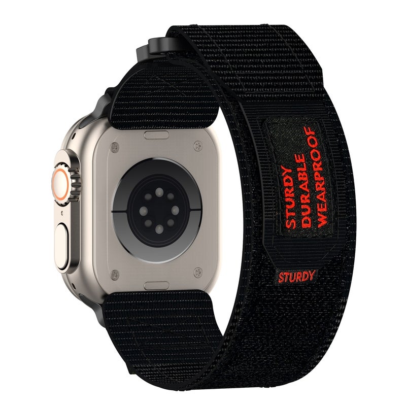For Apple Watch Ultra 2 49Mm Nylon Hook And Loop Fastener Watch Band(Black) - Image 2