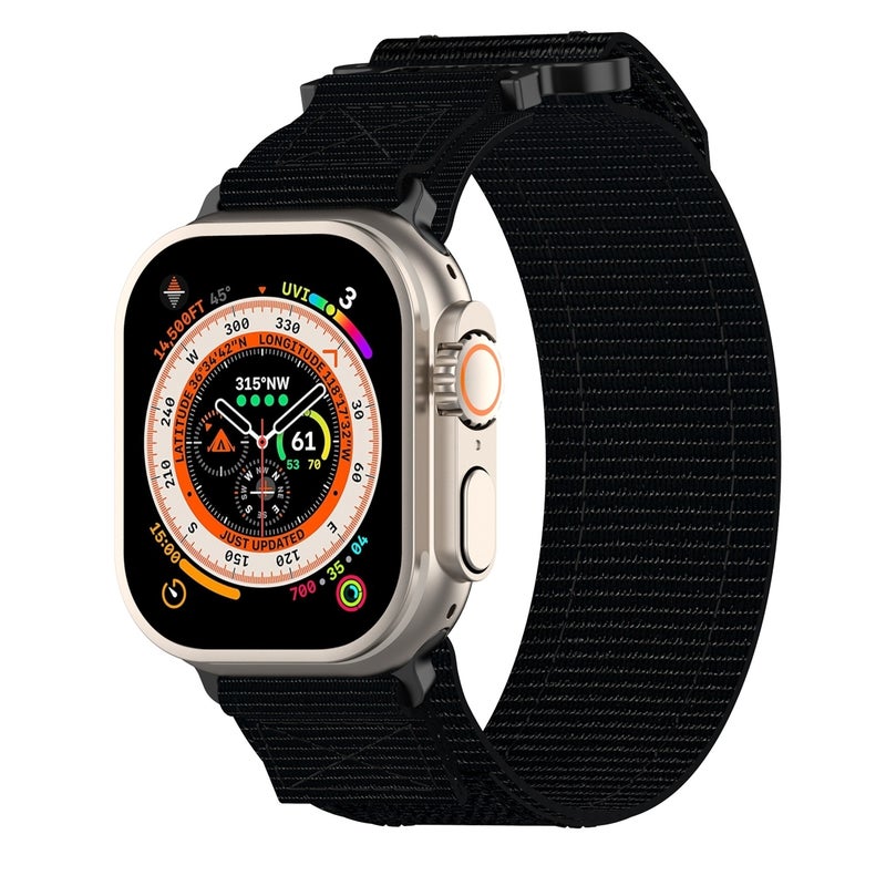 For Apple Watch Ultra 2 49Mm Nylon Hook And Loop Fastener Watch Band(Black) - Image 1