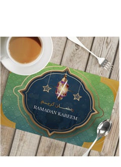 Y&D Eid Mubarak Placemats Ramadan Cotton Burlap Double Sided Table Mat Eid Decorations Moon Church Lantern Place Mats for Ramadan Eid Mubarak Kitchen Dining Room Table Decoration(42*32cm）  - Image 1