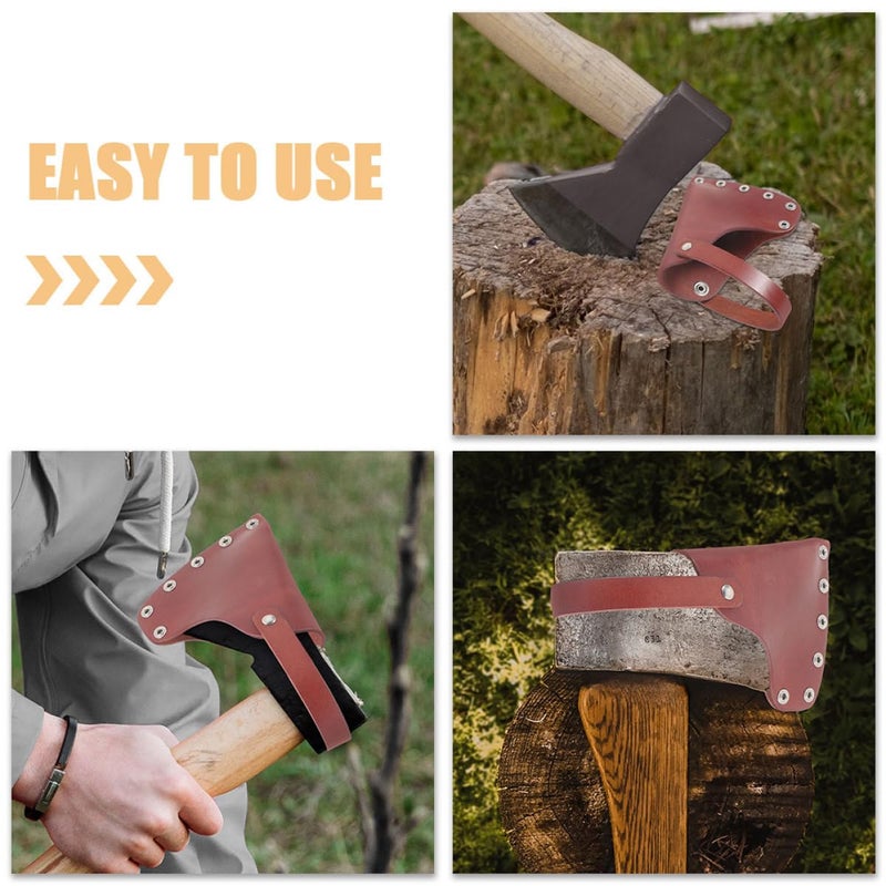 Leather Axe Cover Hatchet Case with Belt Loop Portable Tool Protector for Camping Outdoor - Image 4