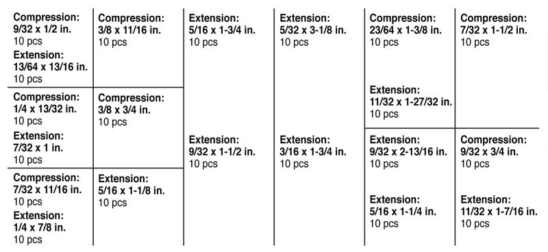 Performance Tool W5200 200pc SAE inc Plated Extension and Compression Industry Spring Assortment Kit - Image 4