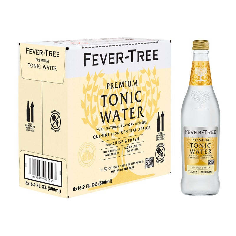 Fever Tree Indian Tonic Water - Premium Quality Mixer - Refreshing Beverage for Cocktails & Mocktails. Naturally Sourced Ingredients, No Artificial Sweeteners or Colors - 500 ML Bottles - Pack of 8 - Image 1