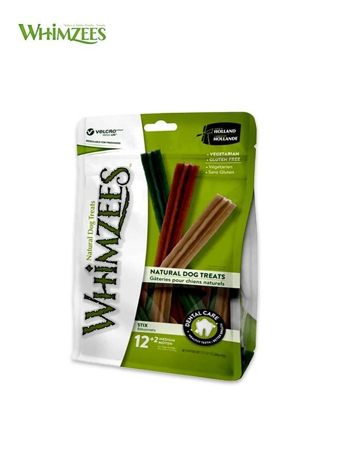 WHIMZEES - Natural Dental Dog Treats Stix - Medium (12+2) - Image 1