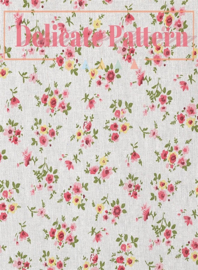 Moslovstar Farmhouse Cotton Linen Tier Curtain 36 Inch Long Elegant Floral Lace Window Treatment Kitchen Bathroom Short Curtain, 1 Panel, Little Pink Flower - Image 4