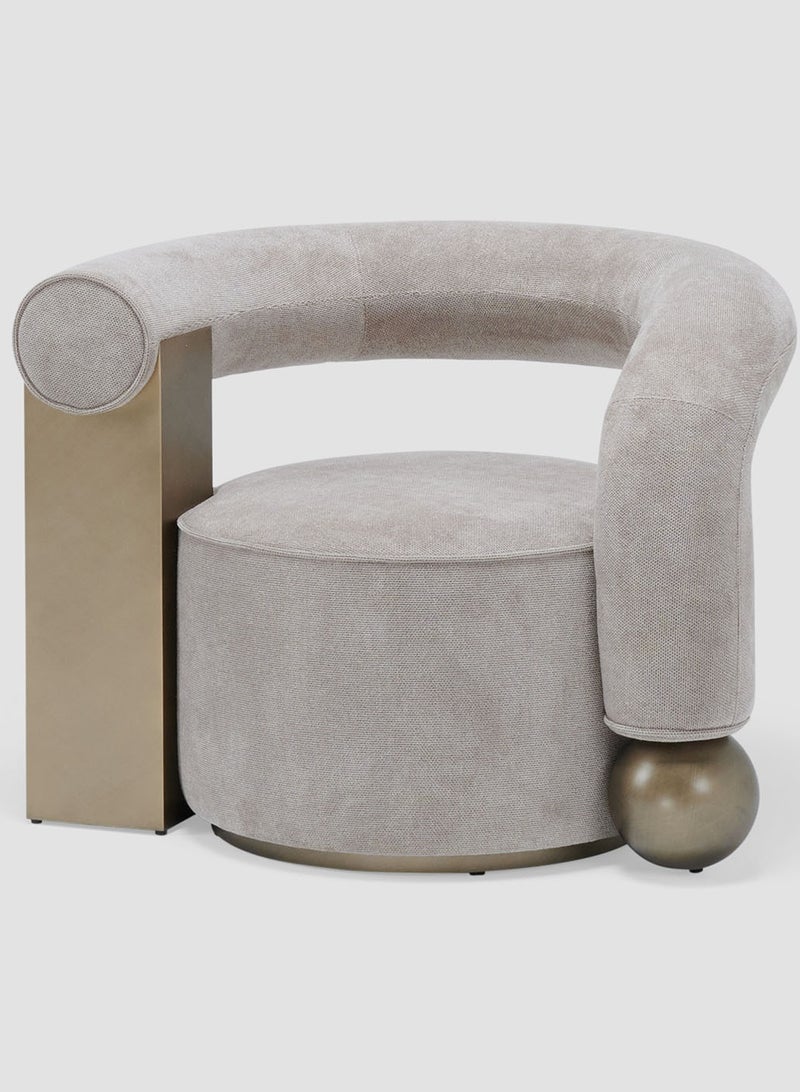 AL HUZAIFA FURNITURE Inka Right Arm Accent Chair, Fully Upholstered In Fabric With Spindle Leg - Image 1