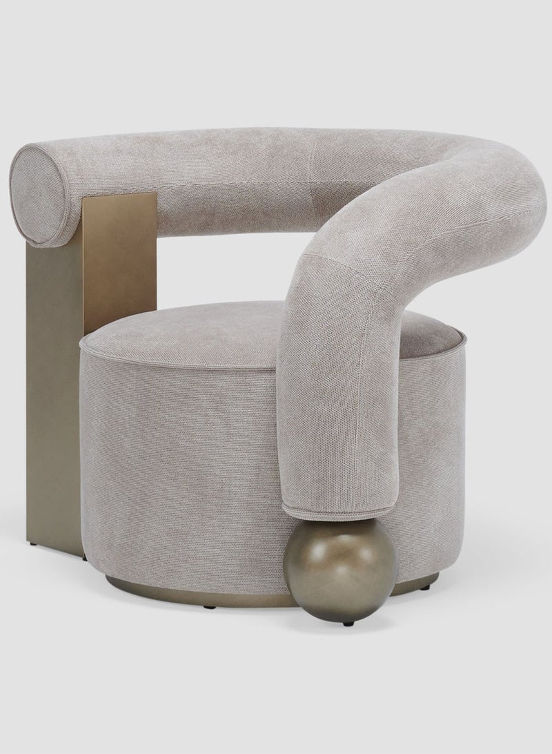 AL HUZAIFA FURNITURE Inka Right Arm Accent Chair, Fully Upholstered In Fabric With Spindle Leg - Image 2