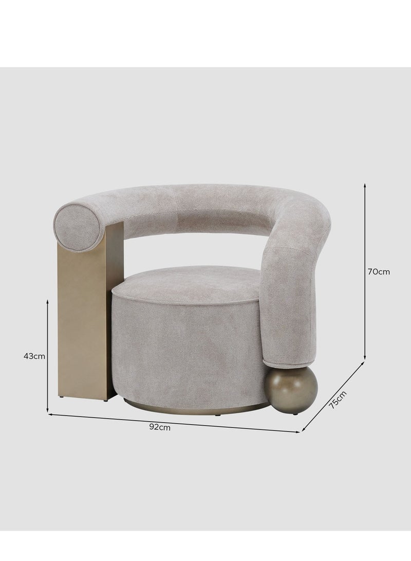 AL HUZAIFA FURNITURE Inka Right Arm Accent Chair, Fully Upholstered In Fabric With Spindle Leg - Image 4
