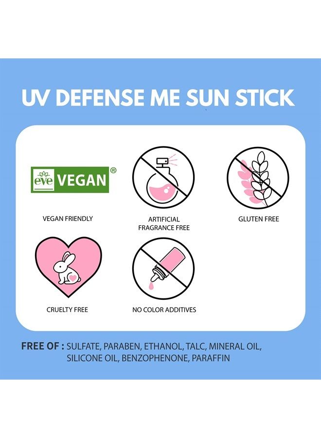 MAKEP:REM MAKEPREM UVA UVB Defense Me Calming Sun Stick Sunblock SPF 50+ PA++++ 0.7 Oz VEGAN Sensitive Oily Acne-Prone Skin Reef-Safe Mineral Sunscreen Non-Nano No Chemical UV Protection Non-Greasy Sticky Kids - Image 1