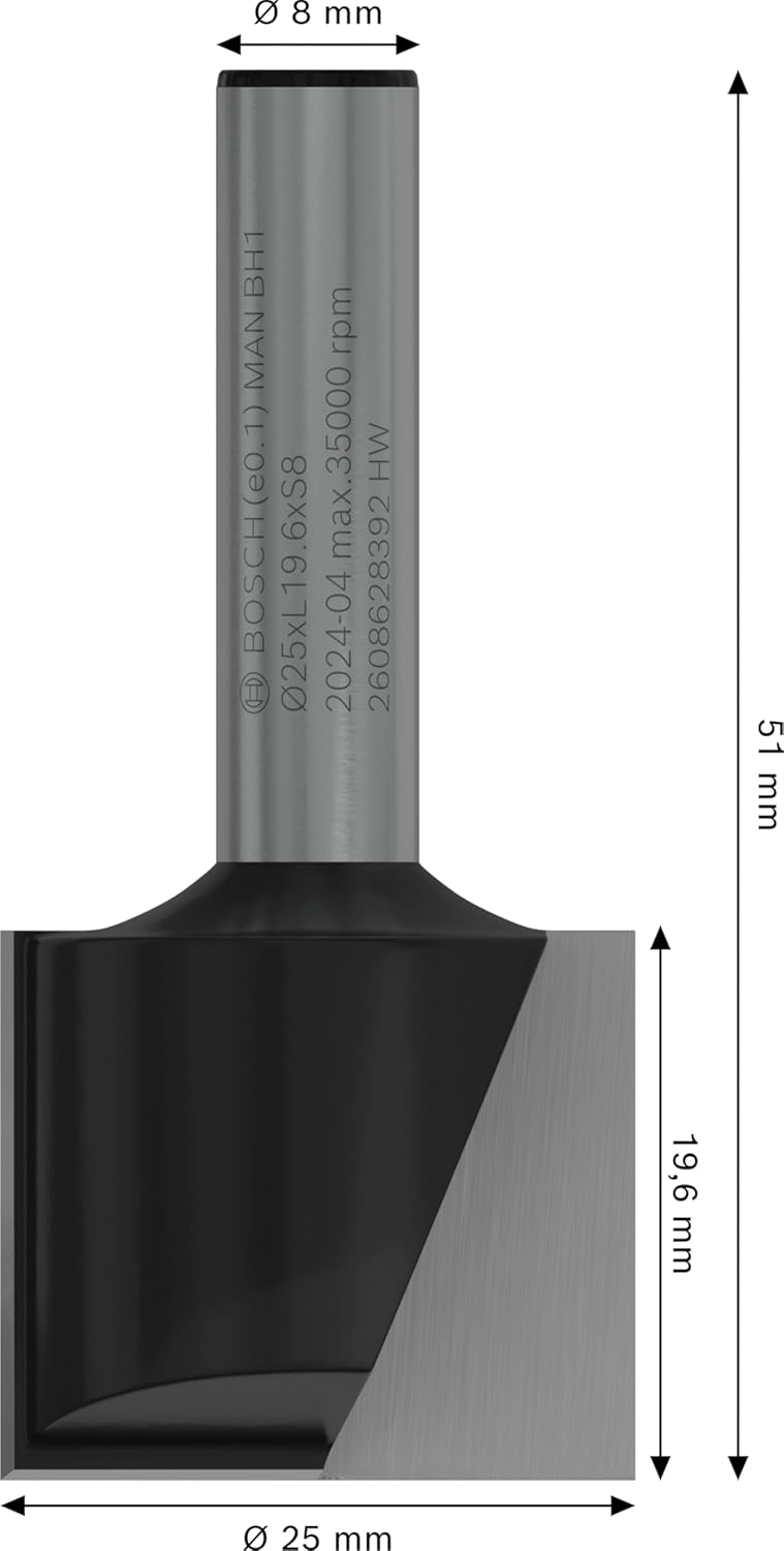 BOSCH PRO Straight Groove Cutter | Ø25xL19.6xS8mm | Engineered for Versatility | Smooth, Precise Cuts in Wood & Composites | Kickback-Reducing Design | Durable Carbide Edge - Image 1