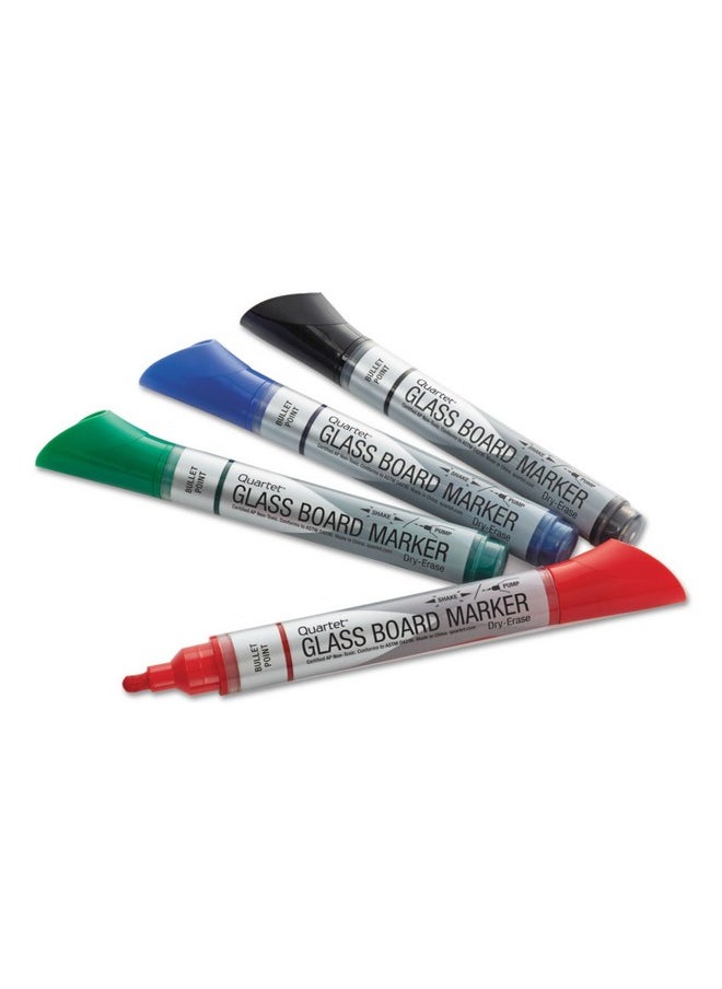 Quartet Quartet Glass Board Dry-Erase Whiteboard Markers, Bullet Tip, Assorted Ink Colours, Glass Board Markers with Easy to Erase Ink, School & Office Stationery, Pack of 4 (Multicolour)  - Image 2