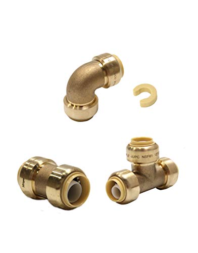 EFIELD (Pack of 10) EFIELD 1/2 Inch Push Fit Fitting Bundles to Connect Pex, Copper, CPVC -Tee "T" 2 Pieces, Elbow and Coupling 4 Pieces each, with a Disconnect Clip,(PF109) - Image 5