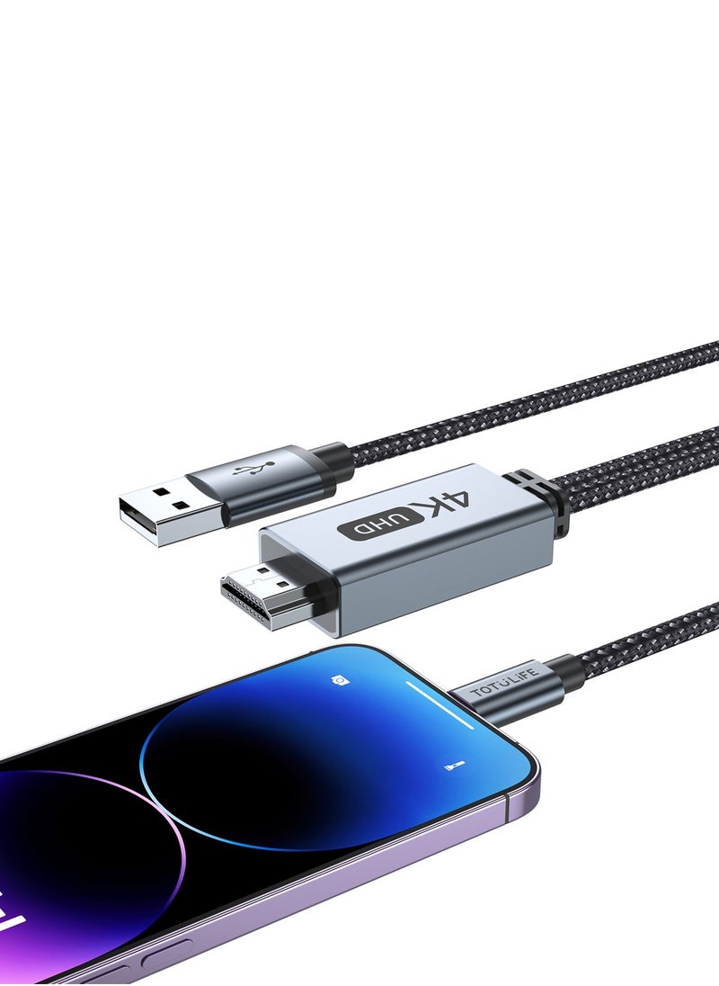 Totulife NYLO Series Type-C to HDMI Cable 2M – High-Quality Audio & Video Transmission, Charging & Data Sync Compatible  - Image 3