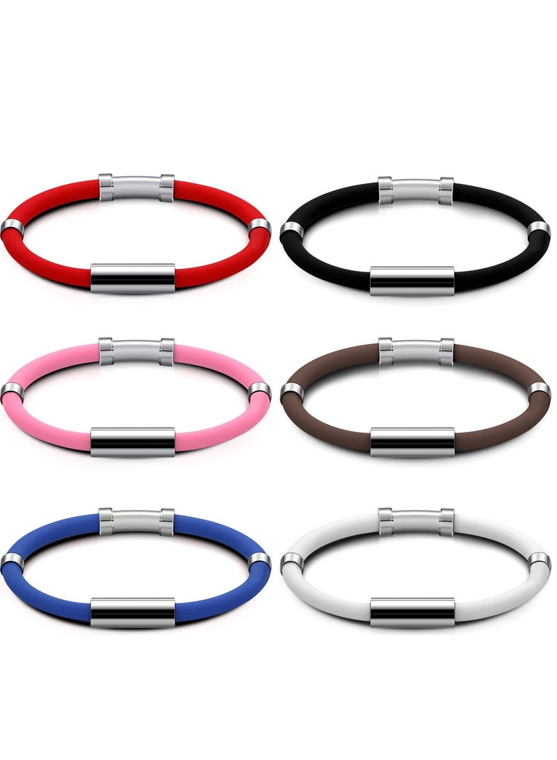 6 Pcs Magnetic Silicone Bracelets for Balance and Vertigo Relief Unisex Sports in 6 Colors  - Image 1
