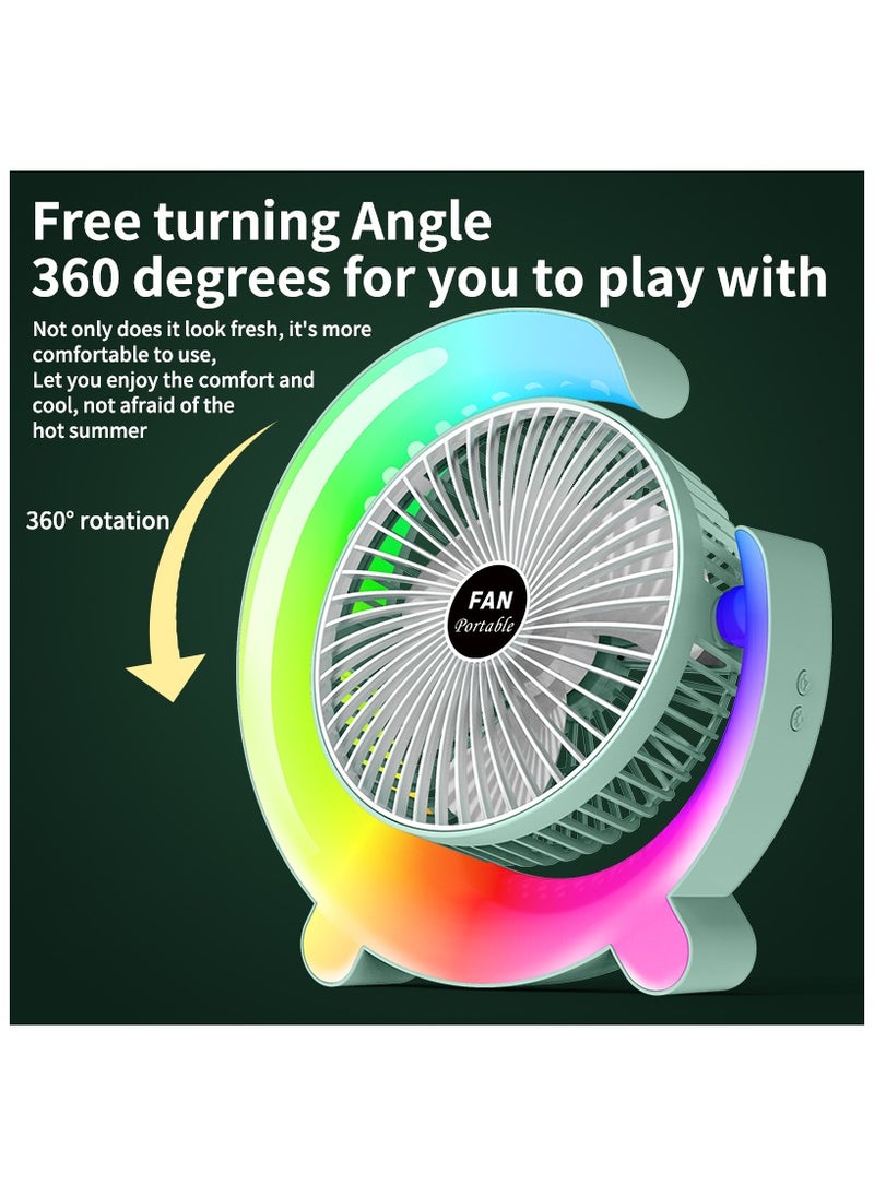 Generic Multifunction USB Battery Fan, with LED Light, Quiet, 180° Rotation, with 3 Speed, Regulation for Home, Office, Travel, Camping, Outdoor and Indoor  - Image 3