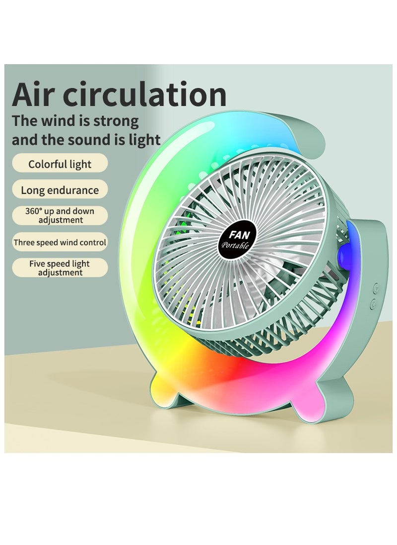 Generic Multifunction USB Battery Fan, with LED Light, Quiet, 180° Rotation, with 3 Speed, Regulation for Home, Office, Travel, Camping, Outdoor and Indoor  - Image 1