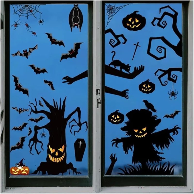 Halloween Window Stickers 20 Sets Indoor Decor Ghost Zombie Pumpkin Spider Style 18