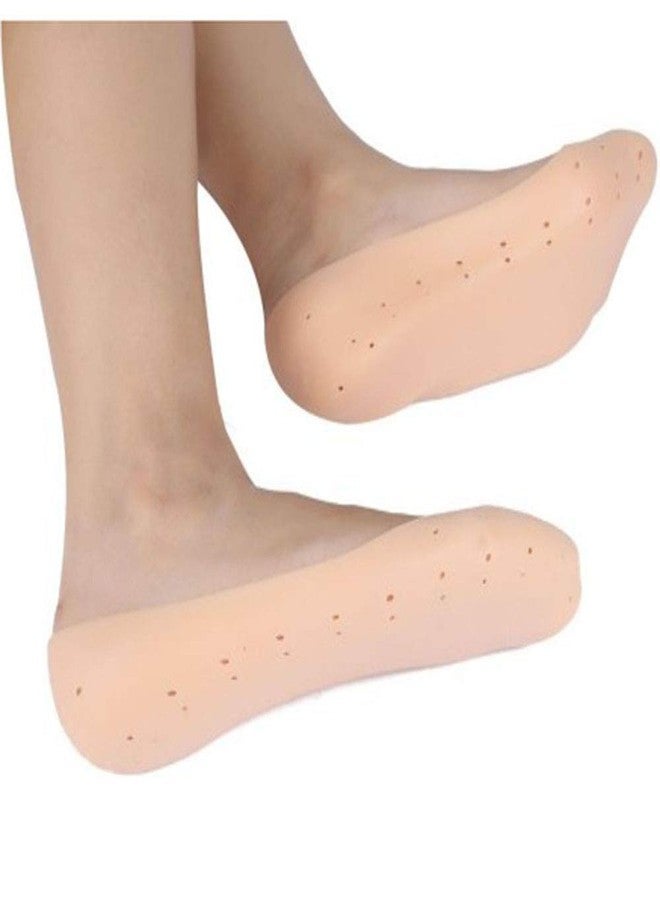 DISONE Anti Crack Full Length Silicon Moisturizing Heel Socks For Heel Cracks And Pain Relief (Full Heel Scoks), Cream - Image 2