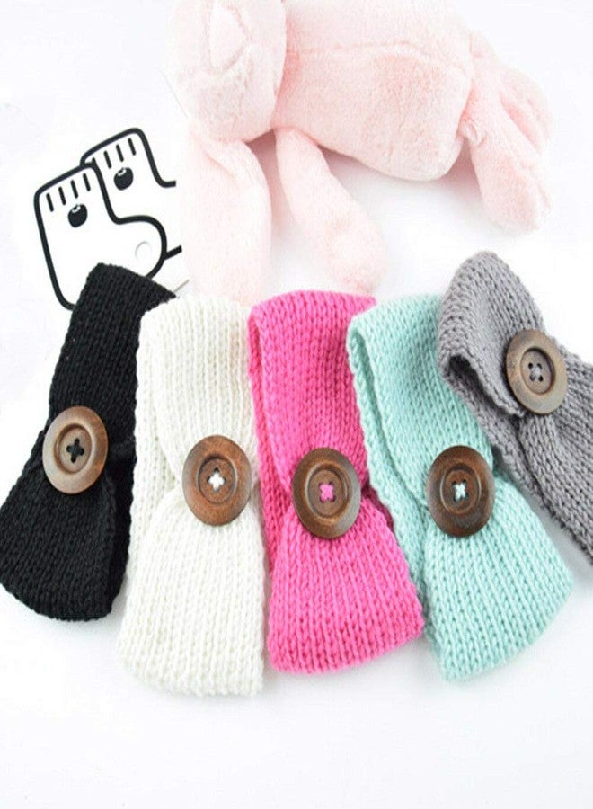 El Regalo 1 PC Woolen Knitting Button Headbands Turban Head Wrap Unisex Knitted Hair Band for Kids (Upto 5 years) for Girls & Boys (White) - Image 5