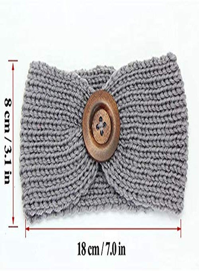 El Regalo 1 PC Woolen Knitting Button Headbands Turban Head Wrap Unisex Knitted Hair Band for Kids (Upto 5 years) for Girls & Boys (White) - Image 3
