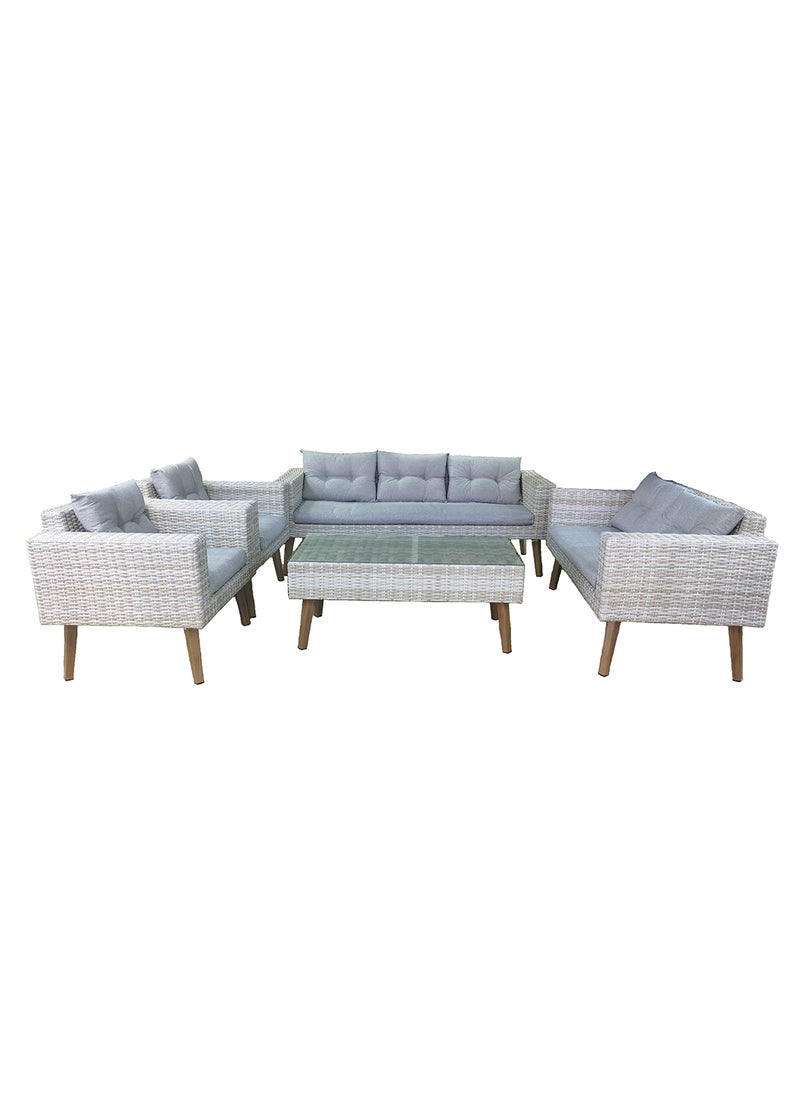 Oasis Casual 7 Seater Rattan Outdoor Sofa Grey Color with Aluminium Frame  - Image 1