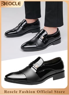 Men's Leather Shoes Glossy Loafers Dress Business Leather Shoes Pointed Faux Leather Shoes Driving Leather Oxford Shoes for Commuting & formal Occasions
