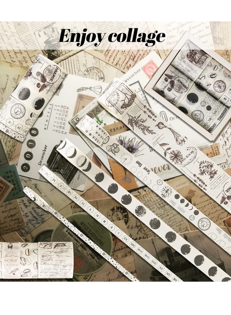 SYOSI Scrapbook Paper, Vintage DIY Diary Decorative Antique Scrapbooking Magazine Decorative Paper Stamps 800 Pieces of Scrapbooking and 10 Rolls of Stickers and 1 Craft Scissors for Notebook Scrapbooking  - Image 4
